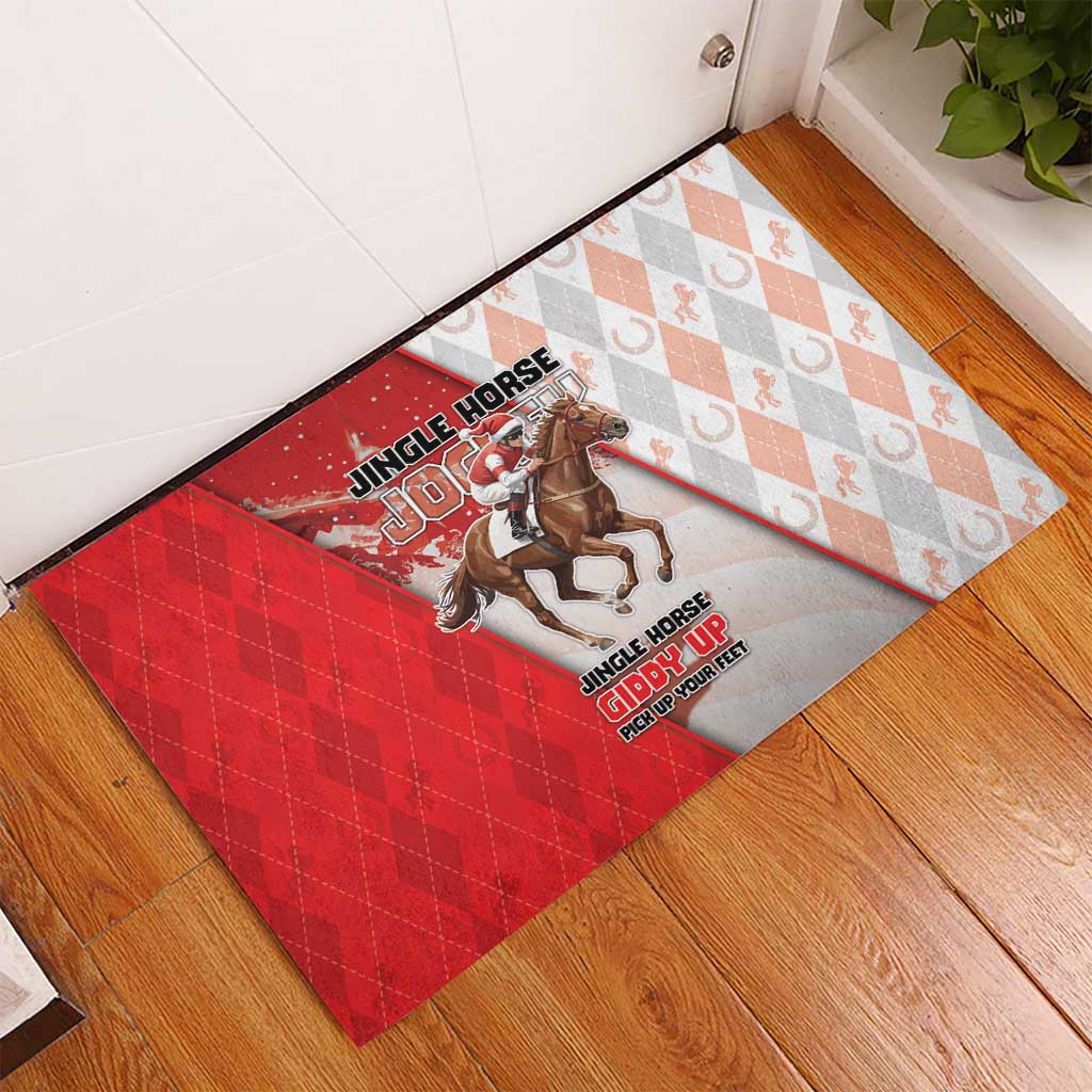 Horse Racing Christmas Rubber Doormat Giddy Up Pick Up Your Feet - Wonder Print Shop