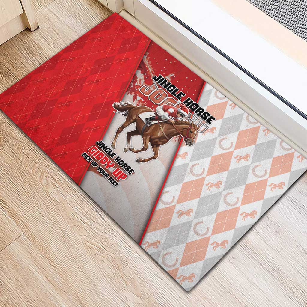 Horse Racing Christmas Rubber Doormat Giddy Up Pick Up Your Feet - Wonder Print Shop