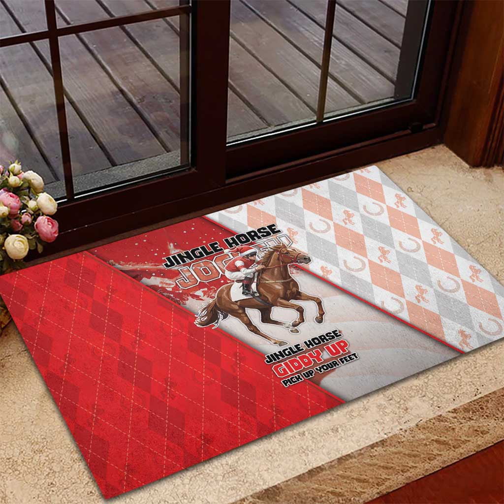 Horse Racing Christmas Rubber Doormat Giddy Up Pick Up Your Feet - Wonder Print Shop