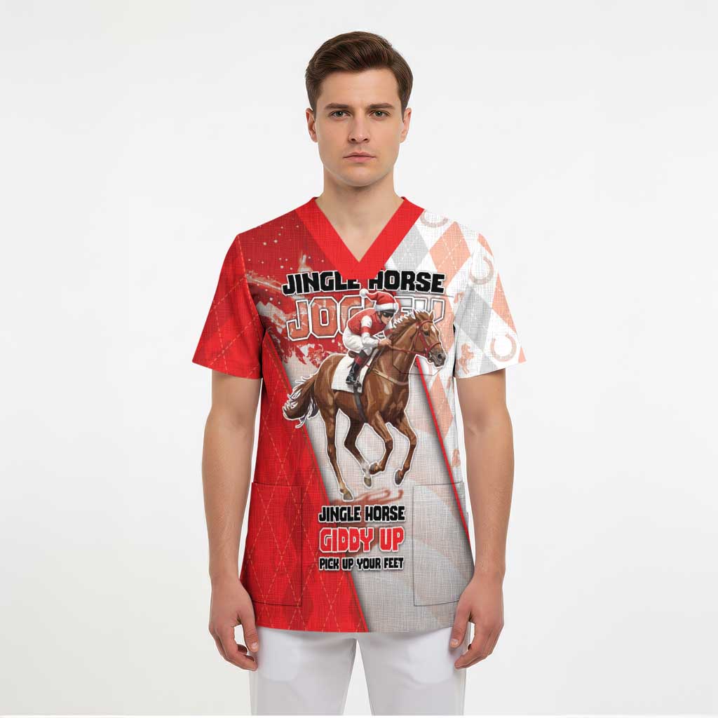Horse Racing Christmas Scrub Top Giddy Up Pick Up Your Feet - Wonder Print Shop
