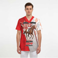 Horse Racing Christmas Scrub Top Giddy Up Pick Up Your Feet - Wonder Print Shop