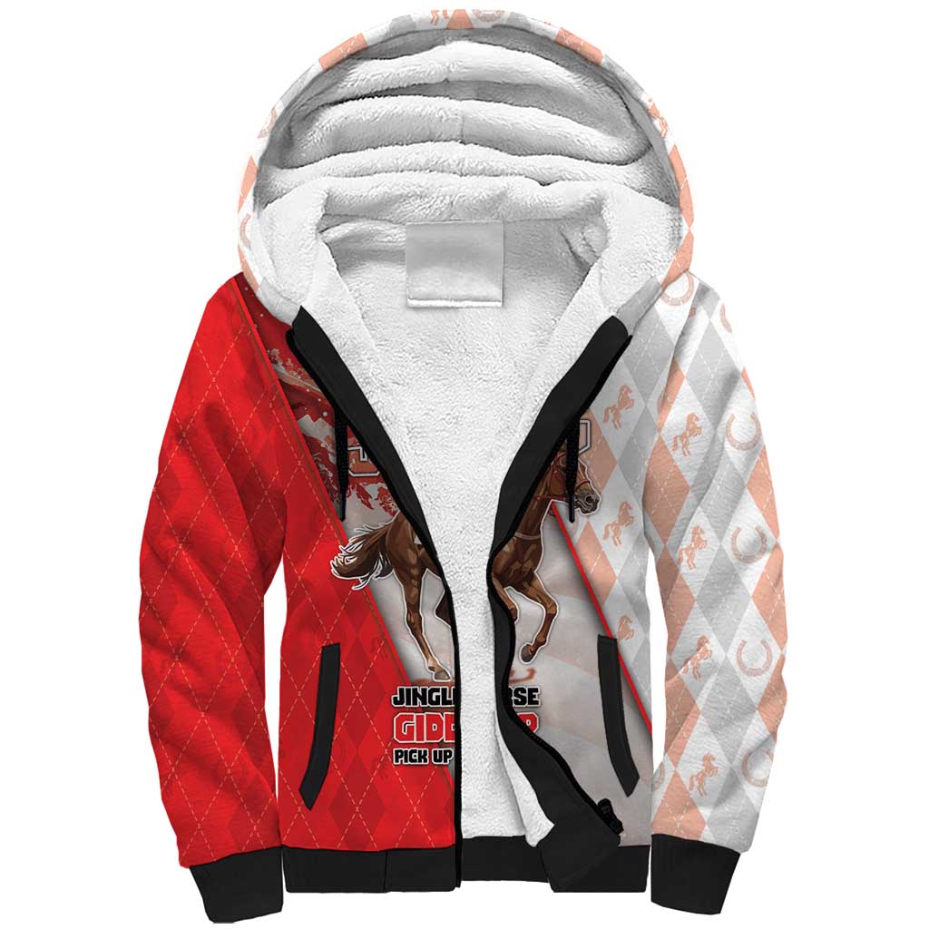 Horse Racing Christmas Sherpa Hoodie Giddy Up Pick Up Your Feet - Wonder Print Shop