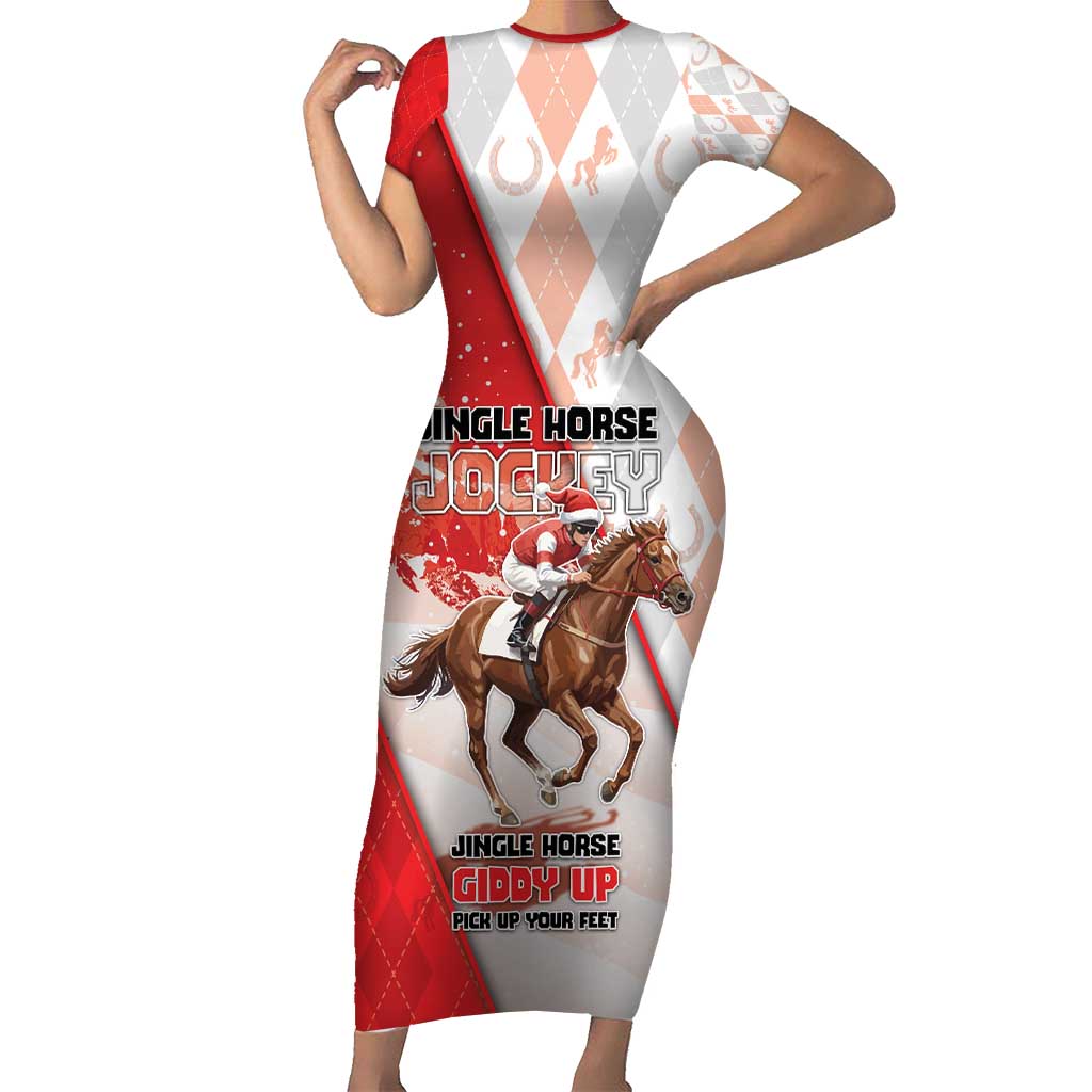 Horse Racing Christmas Short Sleeve Bodycon Dress Giddy Up Pick Up Your Feet - Wonder Print Shop