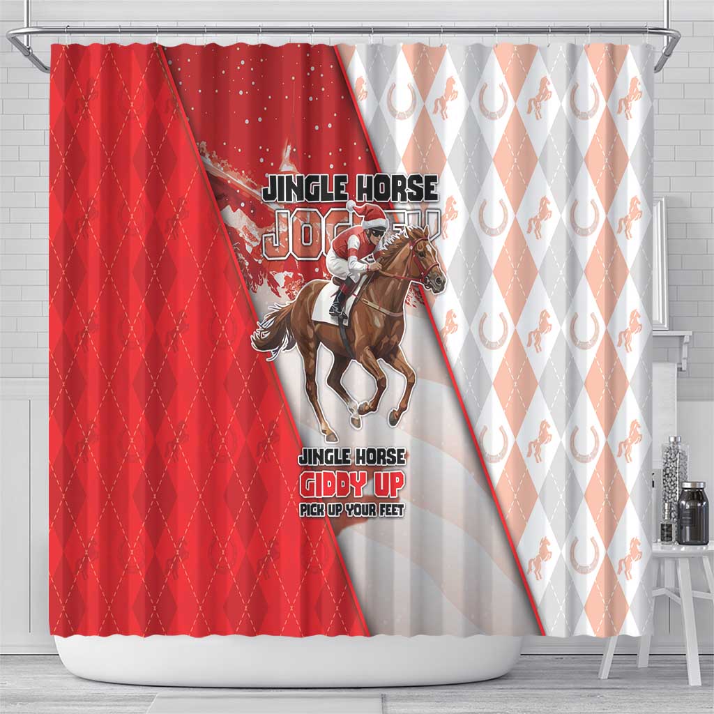 Horse Racing Christmas Shower Curtain Giddy Up Pick Up Your Feet - Wonder Print Shop