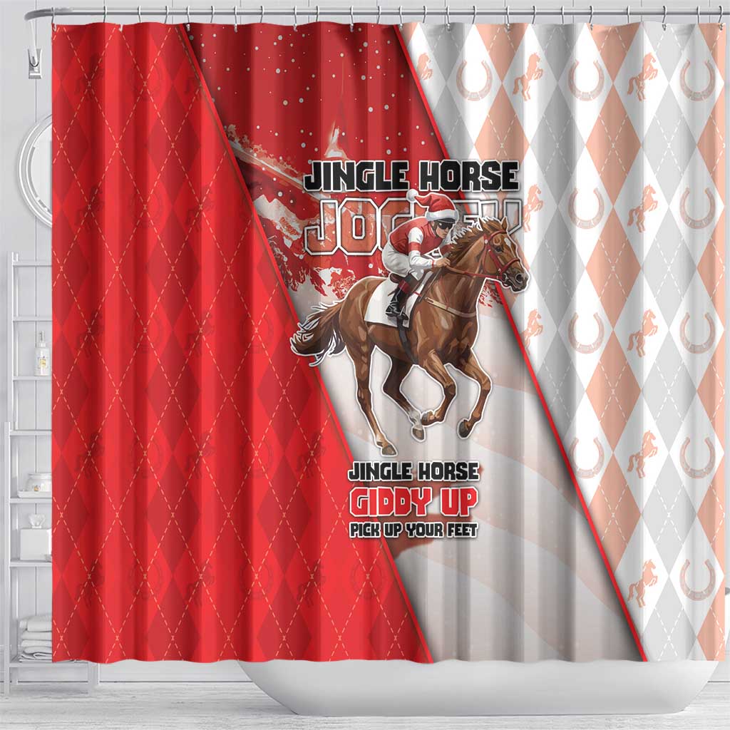Horse Racing Christmas Shower Curtain Giddy Up Pick Up Your Feet - Wonder Print Shop