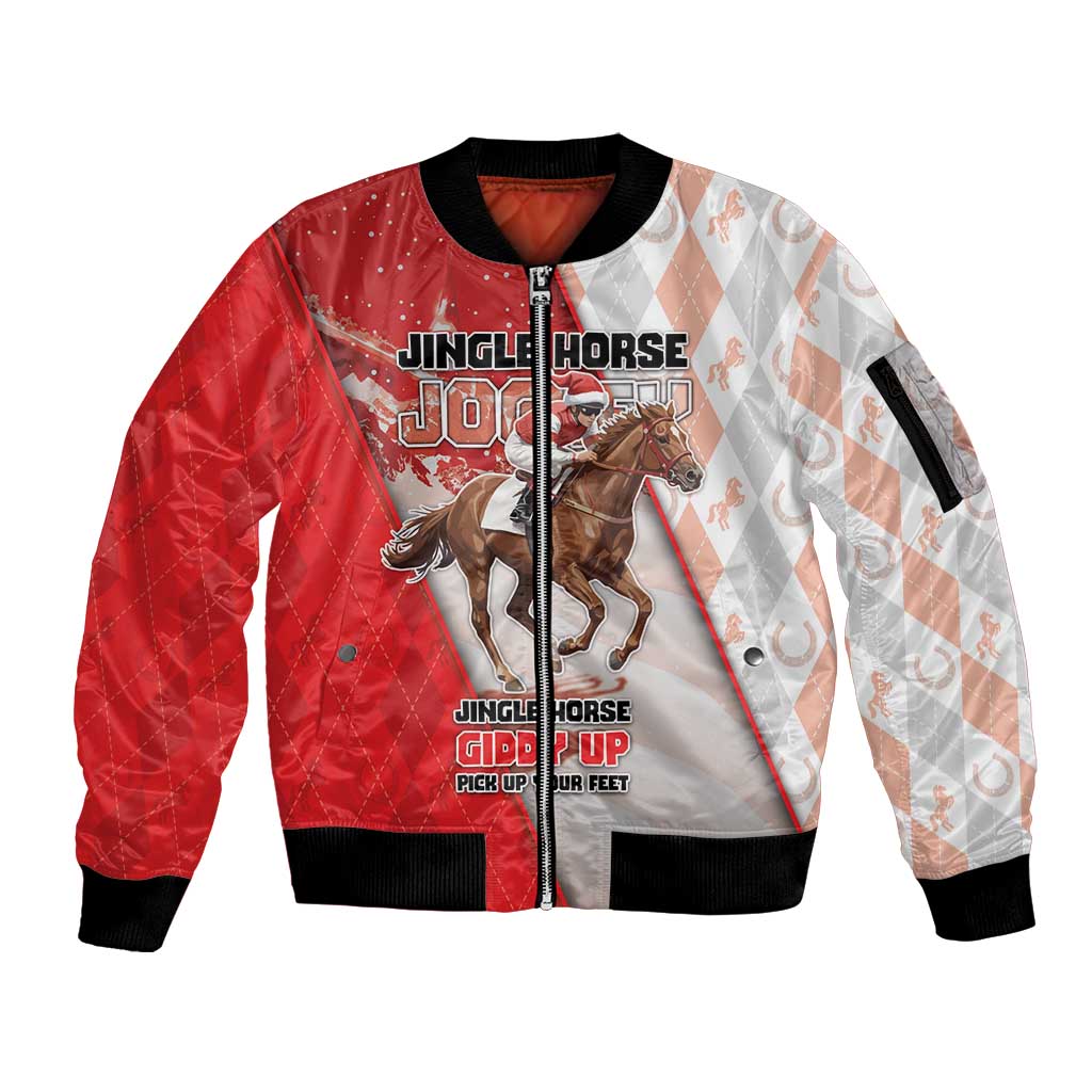 Horse Racing Christmas Sleeve Zip Bomber Jacket Giddy Up Pick Up Your Feet - Wonder Print Shop