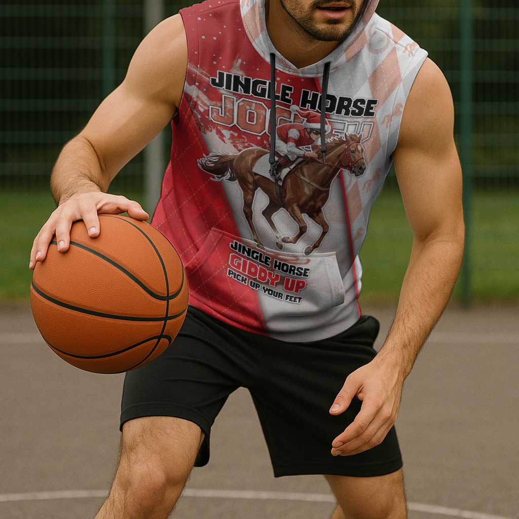 Horse Racing Christmas Sleeveless Hoodie Giddy Up Pick Up Your Feet - Wonder Print Shop