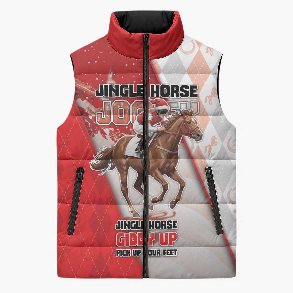 Horse Racing Christmas Sleeveless Puffer Jacket Giddy Up Pick Up Your Feet - Wonder Print Shop