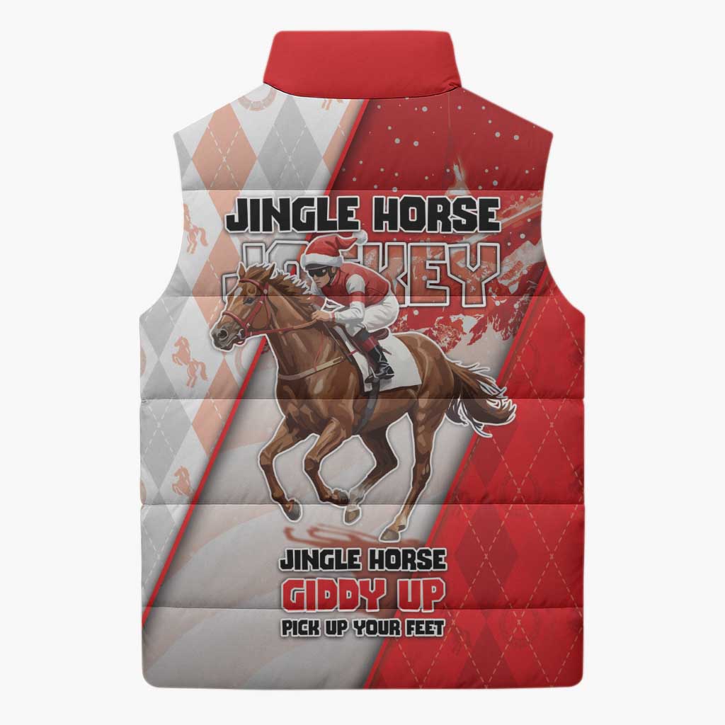 Horse Racing Christmas Sleeveless Puffer Jacket Giddy Up Pick Up Your Feet - Wonder Print Shop