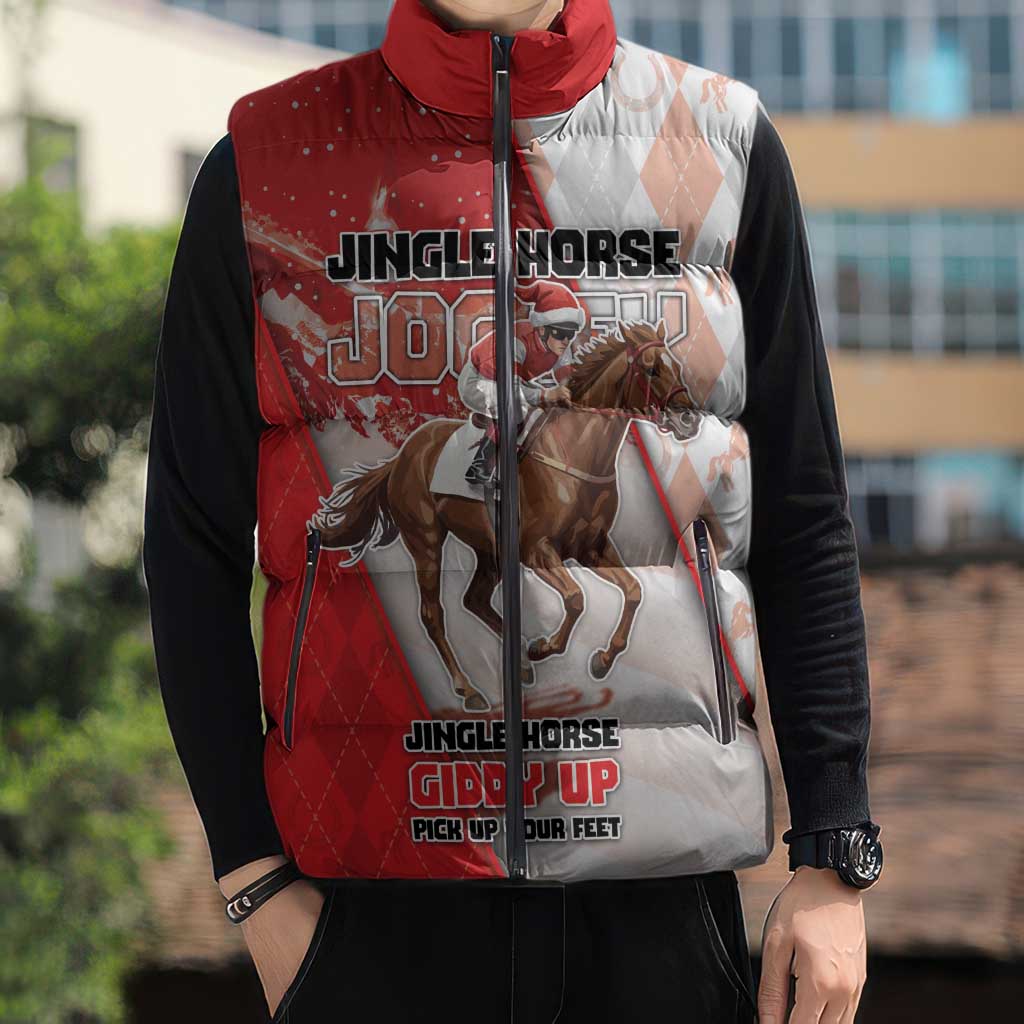 Horse Racing Christmas Sleeveless Puffer Jacket Giddy Up Pick Up Your Feet - Wonder Print Shop