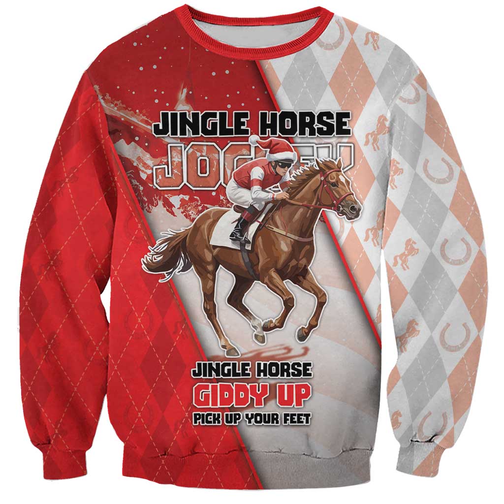 Horse Racing Christmas Sweatshirt Giddy Up Pick Up Your Feet - Wonder Print Shop