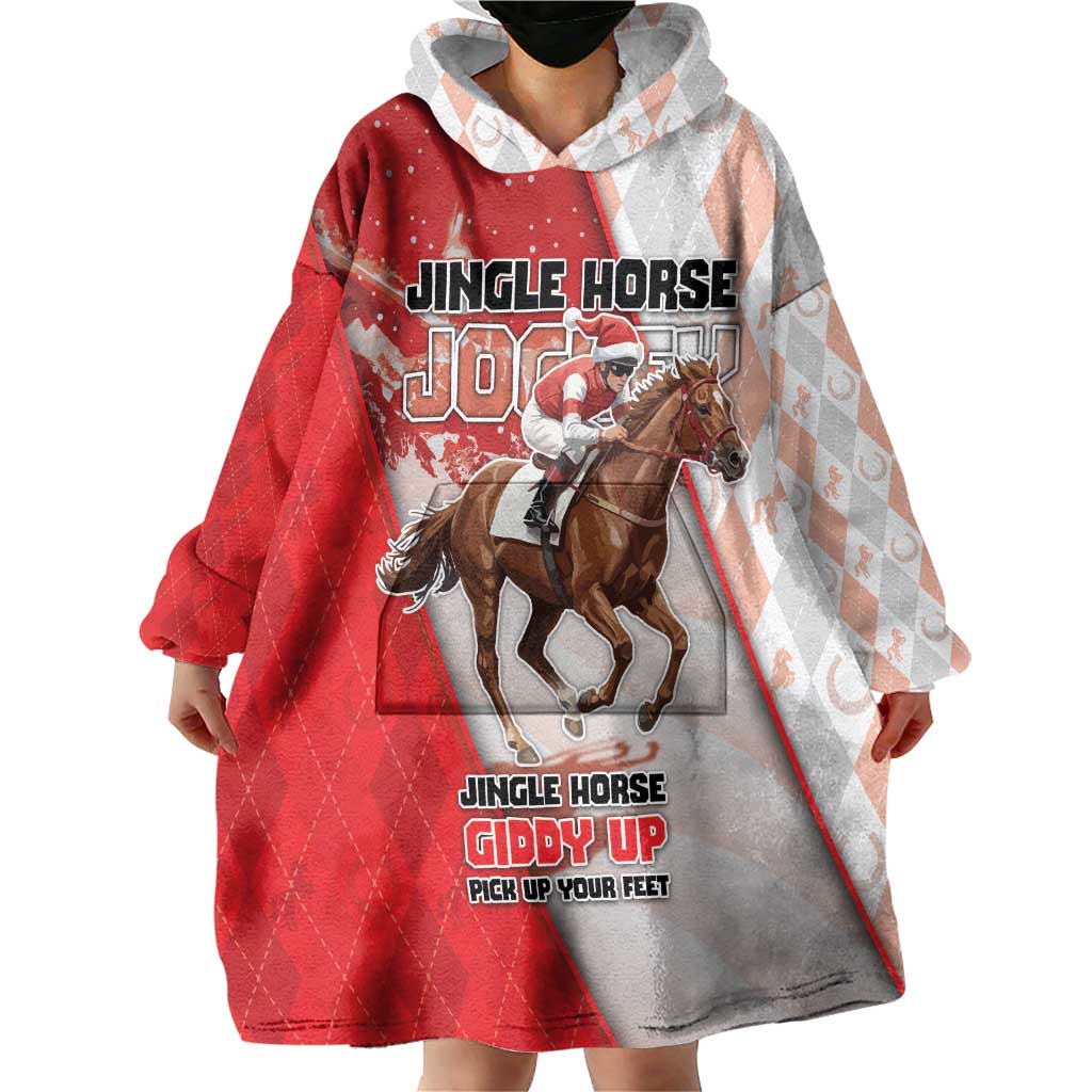 Horse Racing Christmas Wearable Blanket Hoodie Giddy Up Pick Up Your Feet - Wonder Print Shop