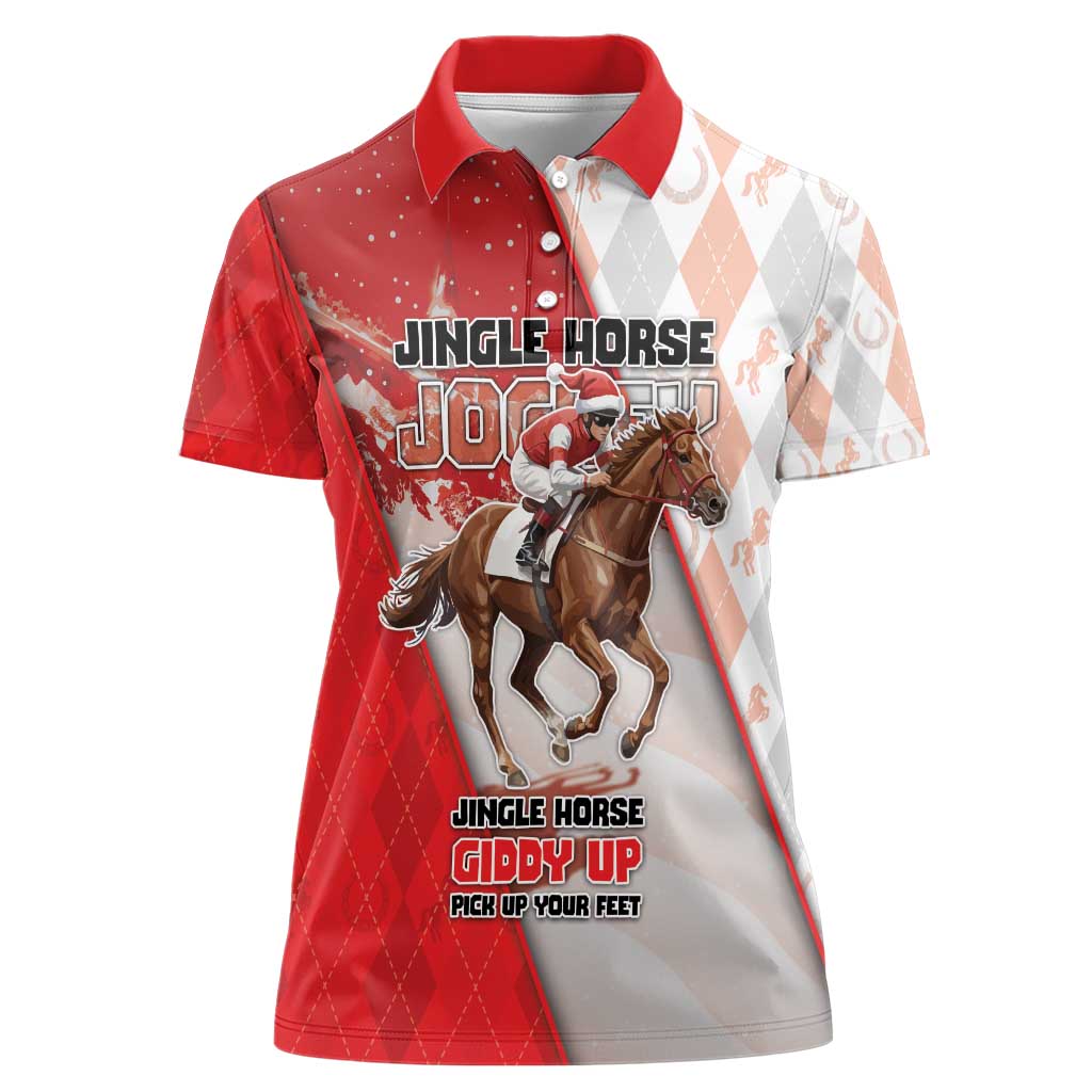 Horse Racing Christmas Women Polo Shirt Giddy Up Pick Up Your Feet - Wonder Print Shop