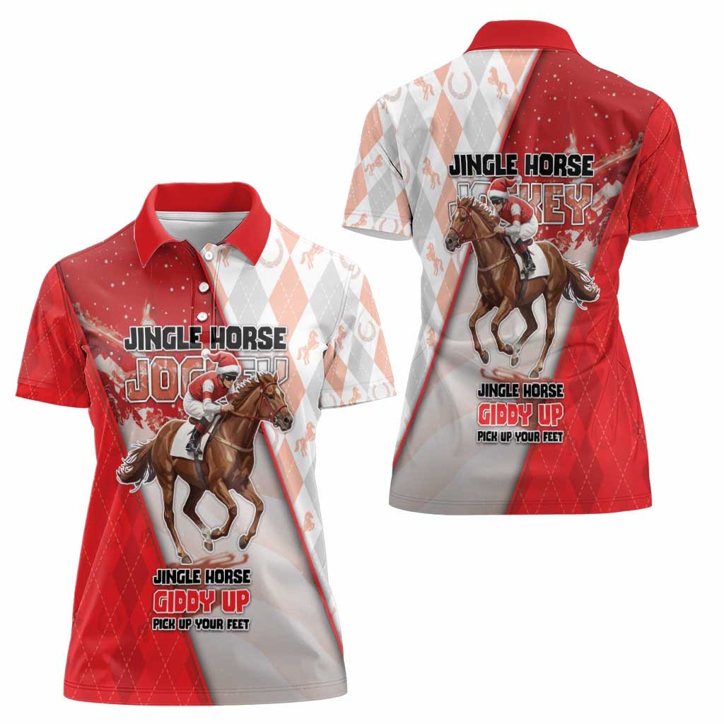 Horse Racing Christmas Women Polo Shirt Giddy Up Pick Up Your Feet - Wonder Print Shop