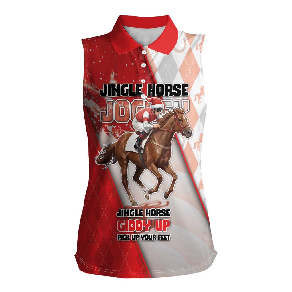 Horse Racing Christmas Women Sleeveless Polo Shirt Giddy Up Pick Up Your Feet - Wonder Print Shop