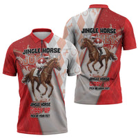 Horse Racing Christmas Zipper Polo Shirt Giddy Up Pick Up Your Feet - Wonder Print Shop