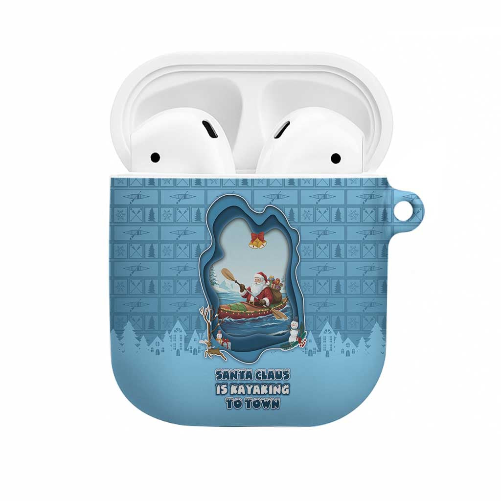 Santa Claus Is Kayaking To Town AirPods Case Merry Christmas - Wonder Print Shop