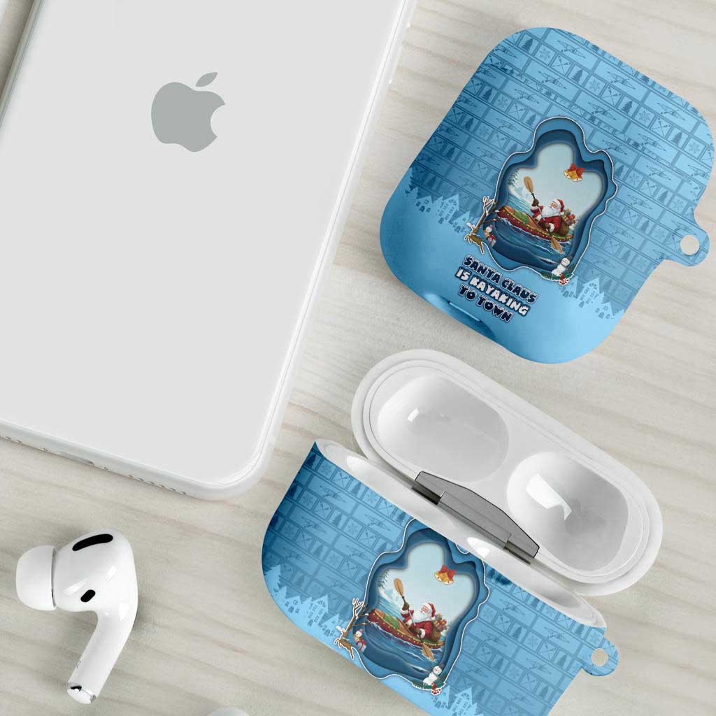 Santa Claus Is Kayaking To Town AirPods Case Merry Christmas - Wonder Print Shop