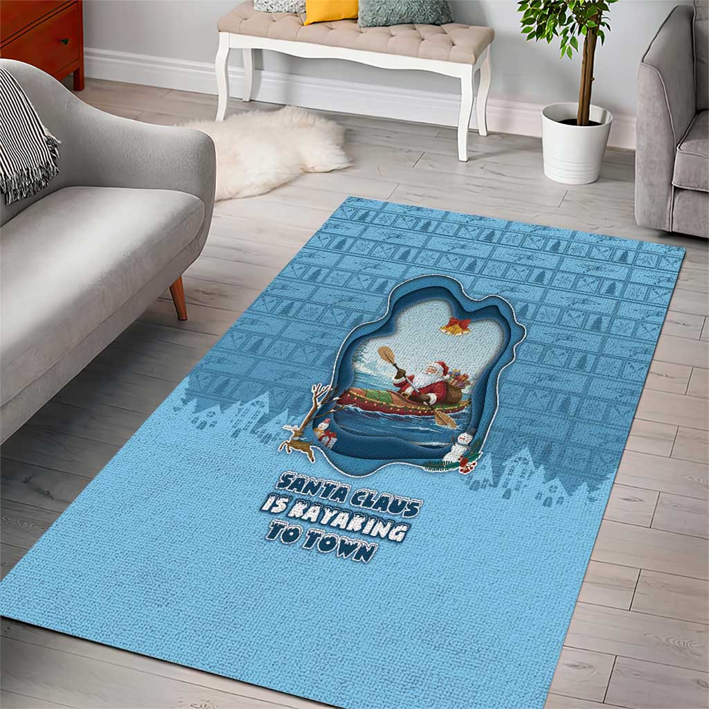Santa Claus Is Kayaking To Town Area Rug Merry Christmas - Wonder Print Shop