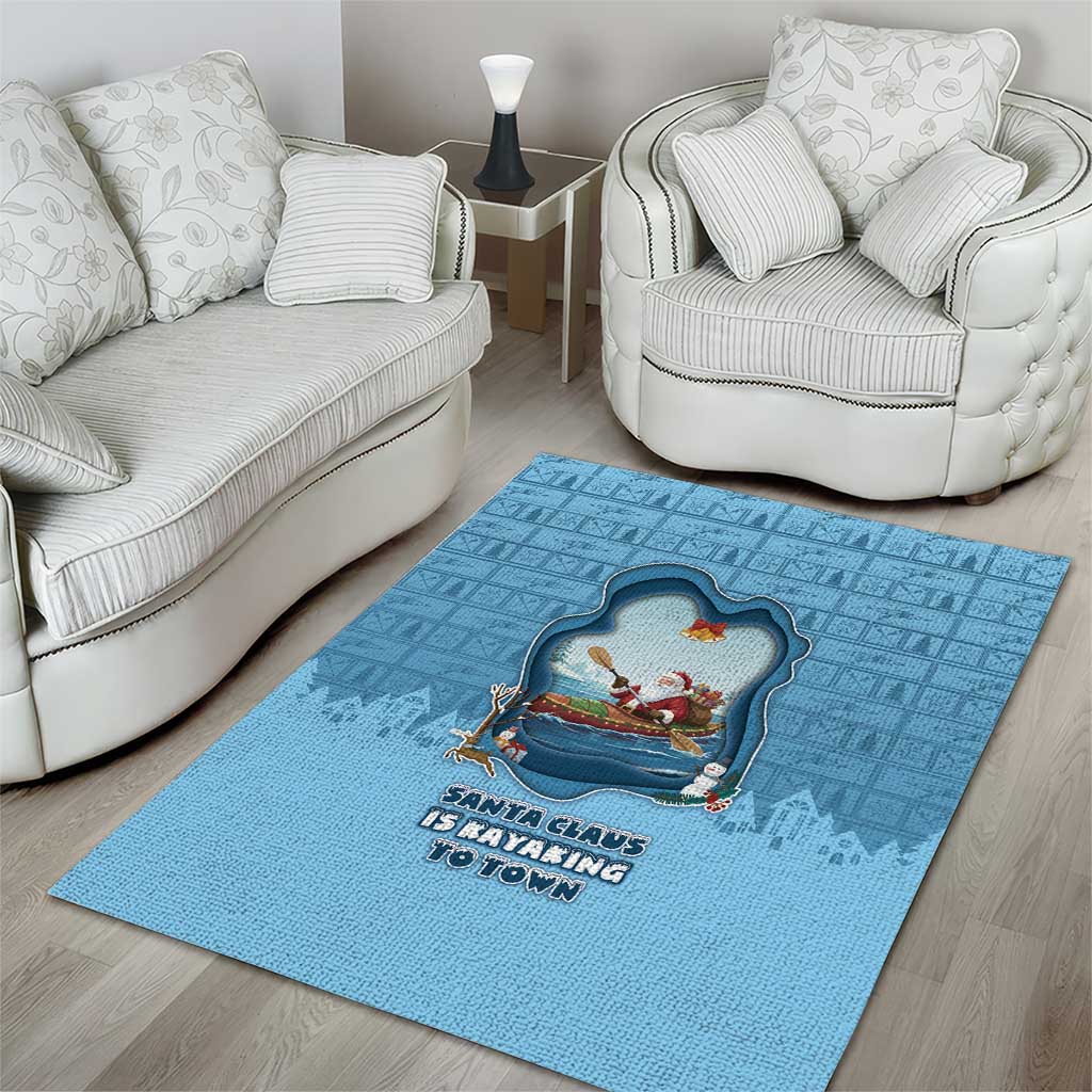 Santa Claus Is Kayaking To Town Area Rug Merry Christmas - Wonder Print Shop