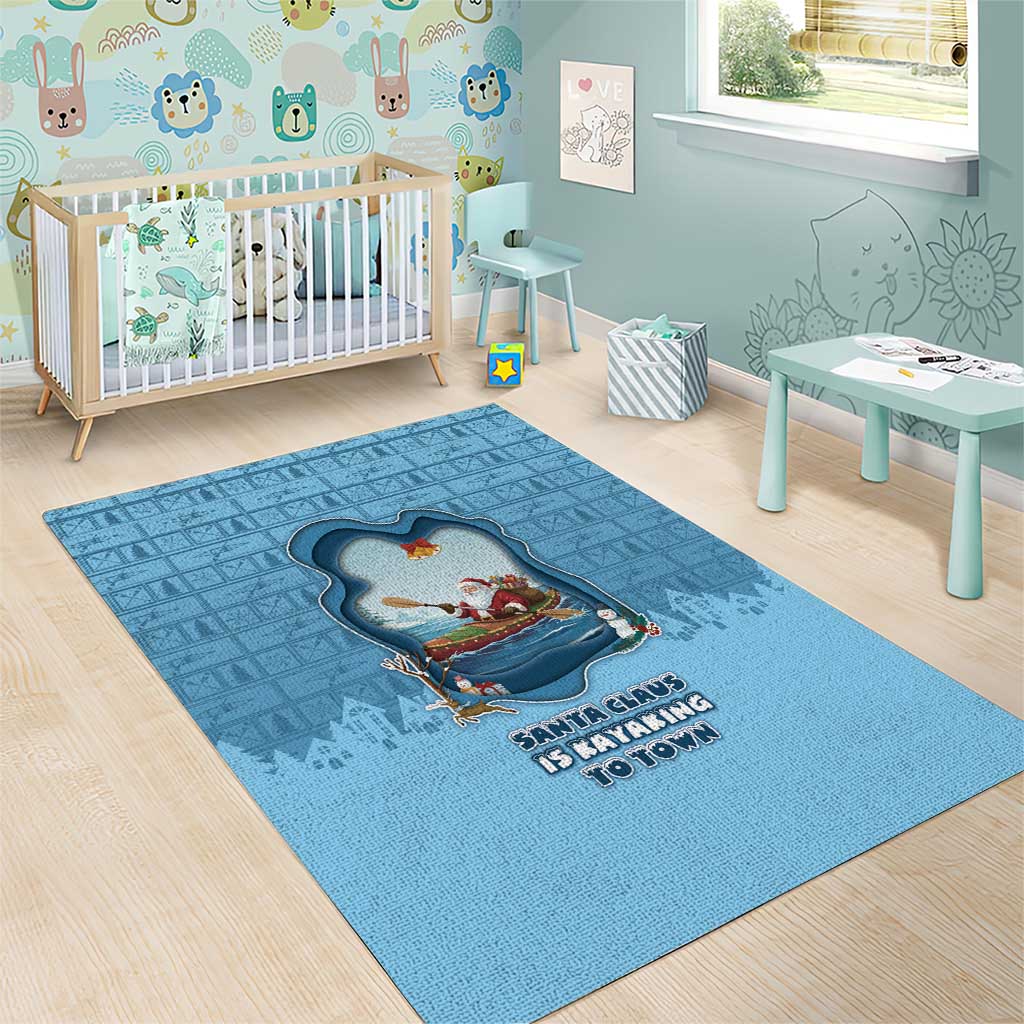Santa Claus Is Kayaking To Town Area Rug Merry Christmas - Wonder Print Shop