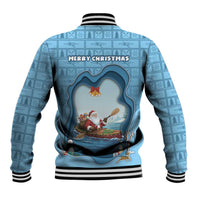 Santa Claus Is Kayaking To Town Baseball Jacket Merry Christmas - Wonder Print Shop