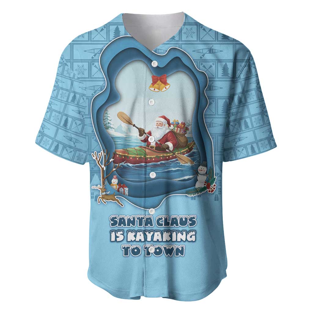 Santa Claus Is Kayaking To Town Baseball Jersey Merry Christmas - Wonder Print Shop