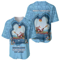 Santa Claus Is Kayaking To Town Baseball Jersey Merry Christmas - Wonder Print Shop