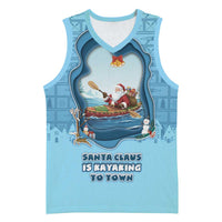 Santa Claus Is Kayaking To Town Basketball Jersey Merry Christmas - Wonder Print Shop