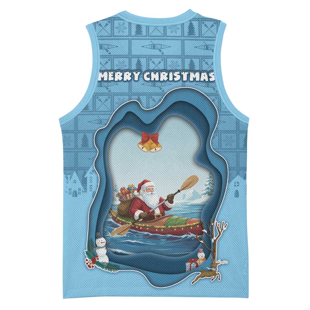 Santa Claus Is Kayaking To Town Basketball Jersey Merry Christmas - Wonder Print Shop