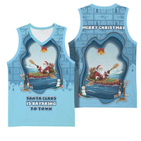 Santa Claus Is Kayaking To Town Basketball Jersey Merry Christmas - Wonder Print Shop