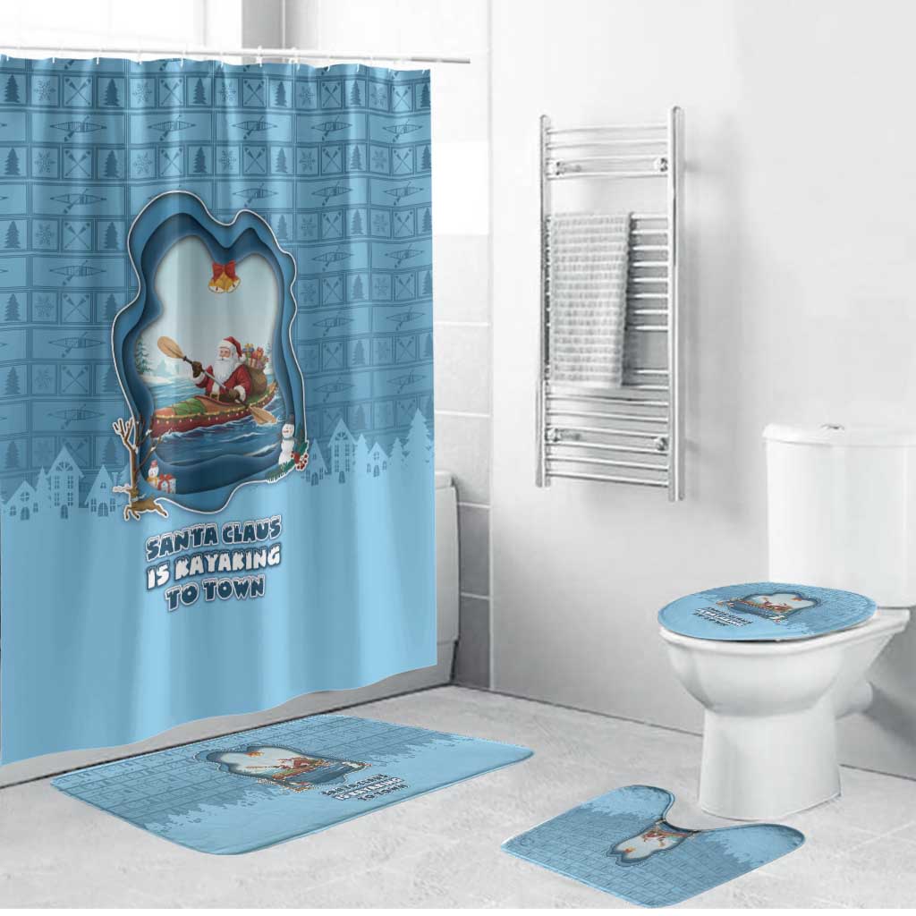 Santa Claus Is Kayaking To Town Bathroom Set Merry Christmas - Wonder Print Shop