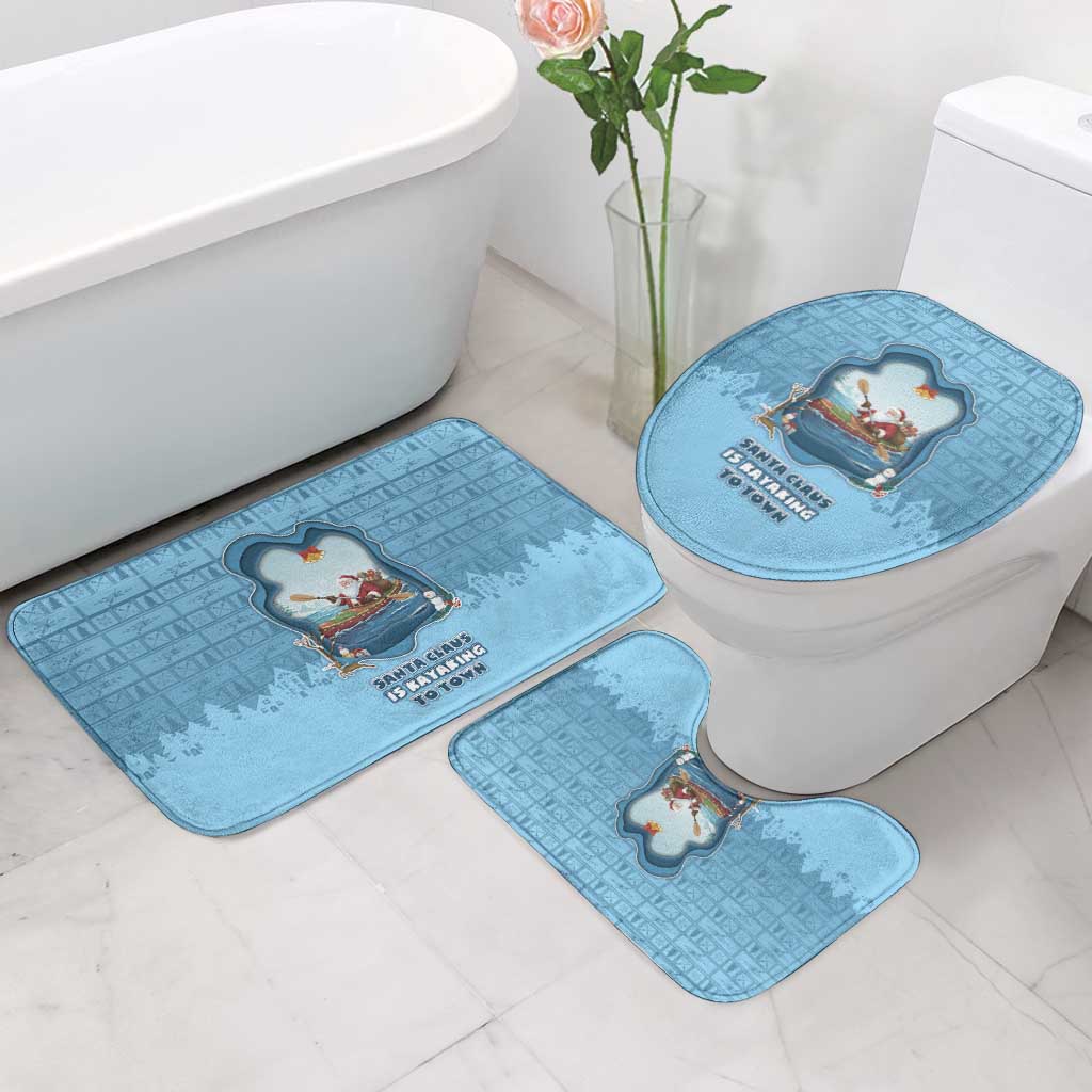 Santa Claus Is Kayaking To Town Bathroom Set Merry Christmas - Wonder Print Shop