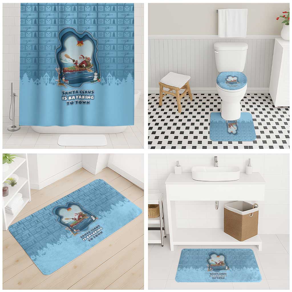 Santa Claus Is Kayaking To Town Bathroom Set Merry Christmas - Wonder Print Shop