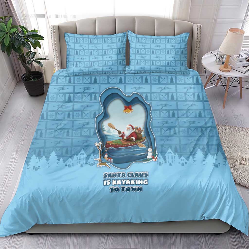 Santa Claus Is Kayaking To Town Bedding Set Merry Christmas - Wonder Print Shop