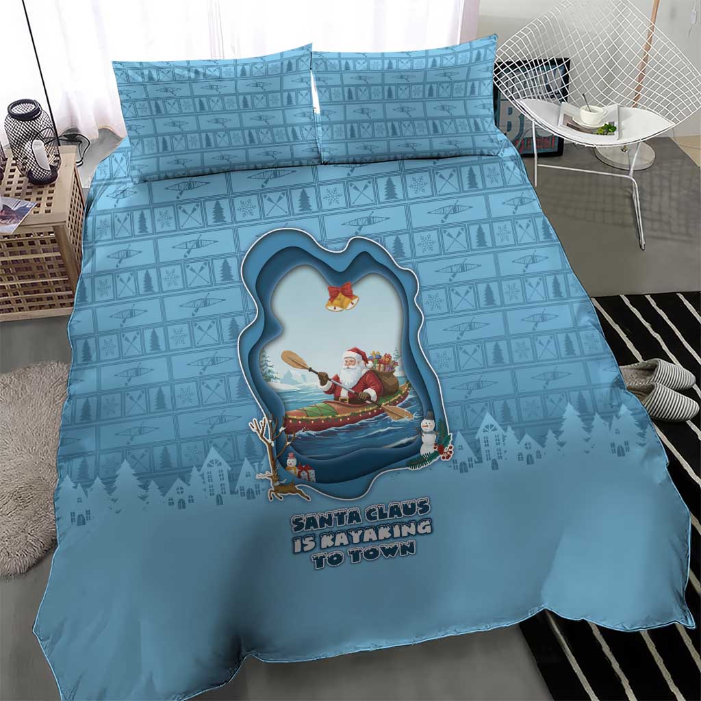 Santa Claus Is Kayaking To Town Bedding Set Merry Christmas - Wonder Print Shop