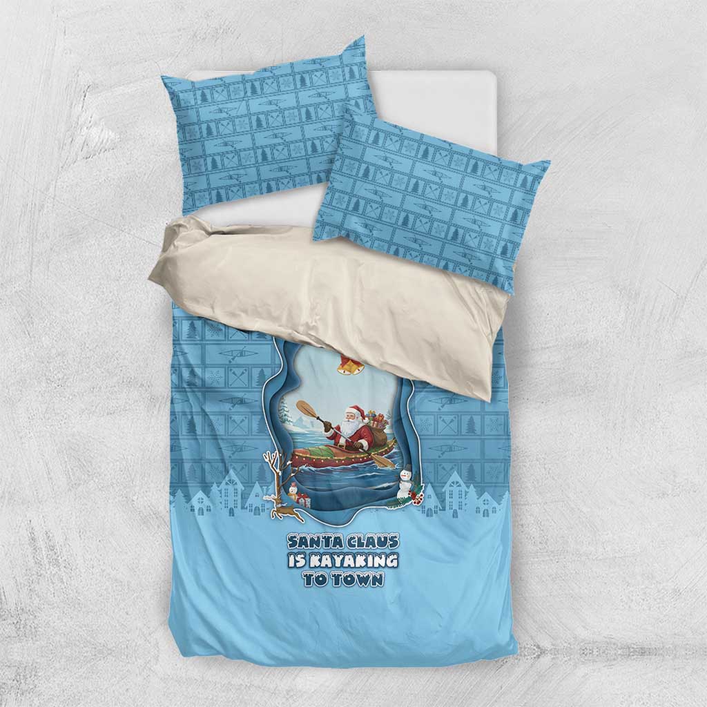 Santa Claus Is Kayaking To Town Bedding Set Merry Christmas - Wonder Print Shop