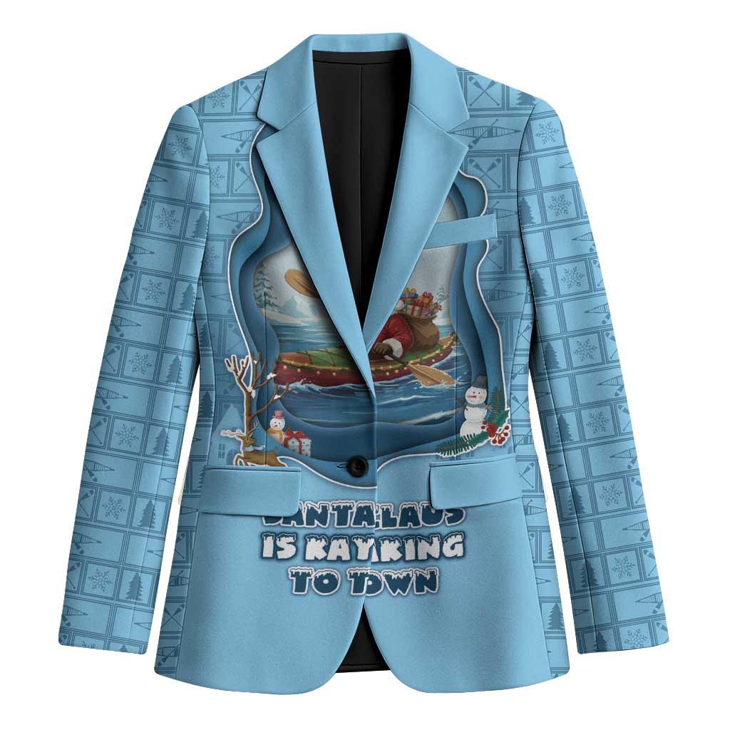Santa Claus Is Kayaking To Town Blazer Merry Christmas - Wonder Print Shop