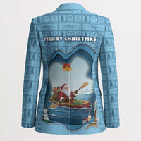Santa Claus Is Kayaking To Town Blazer Merry Christmas - Wonder Print Shop
