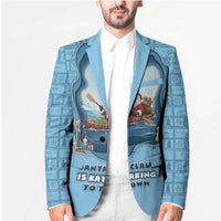 Santa Claus Is Kayaking To Town Blazer Merry Christmas - Wonder Print Shop