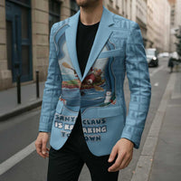 Santa Claus Is Kayaking To Town Blazer Merry Christmas - Wonder Print Shop