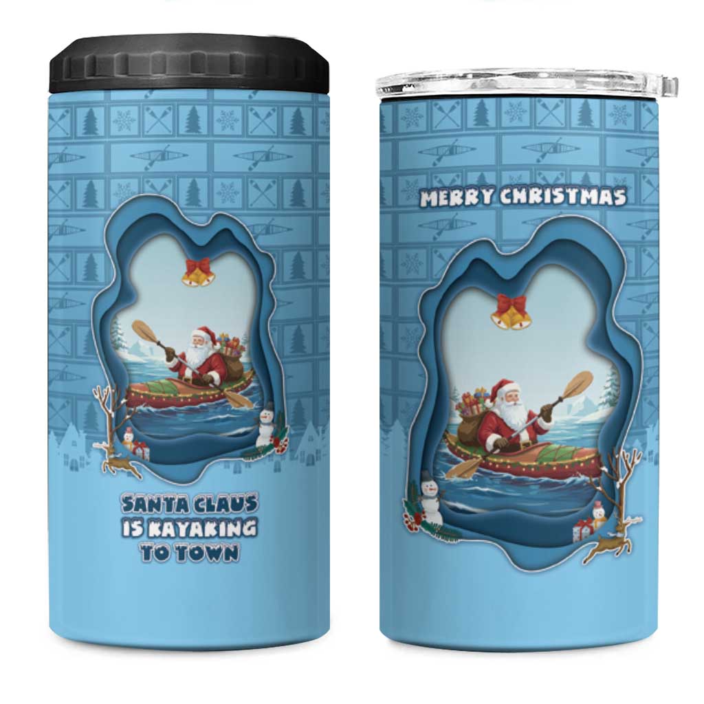 Santa Claus Is Kayaking To Town 4 in 1 Can Cooler Tumbler Merry Christmas - Wonder Print Shop