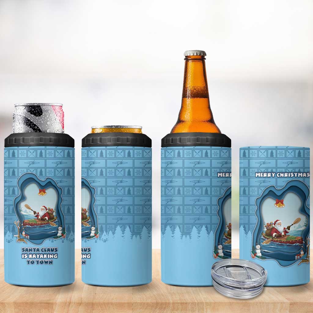 Santa Claus Is Kayaking To Town 4 in 1 Can Cooler Tumbler Merry Christmas - Wonder Print Shop