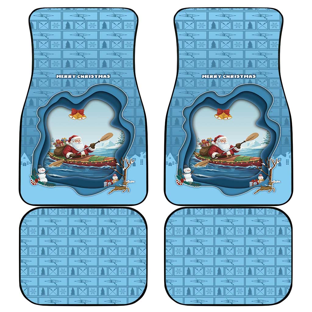Santa Claus Is Kayaking To Town Car Mats Merry Christmas - Wonder Print Shop