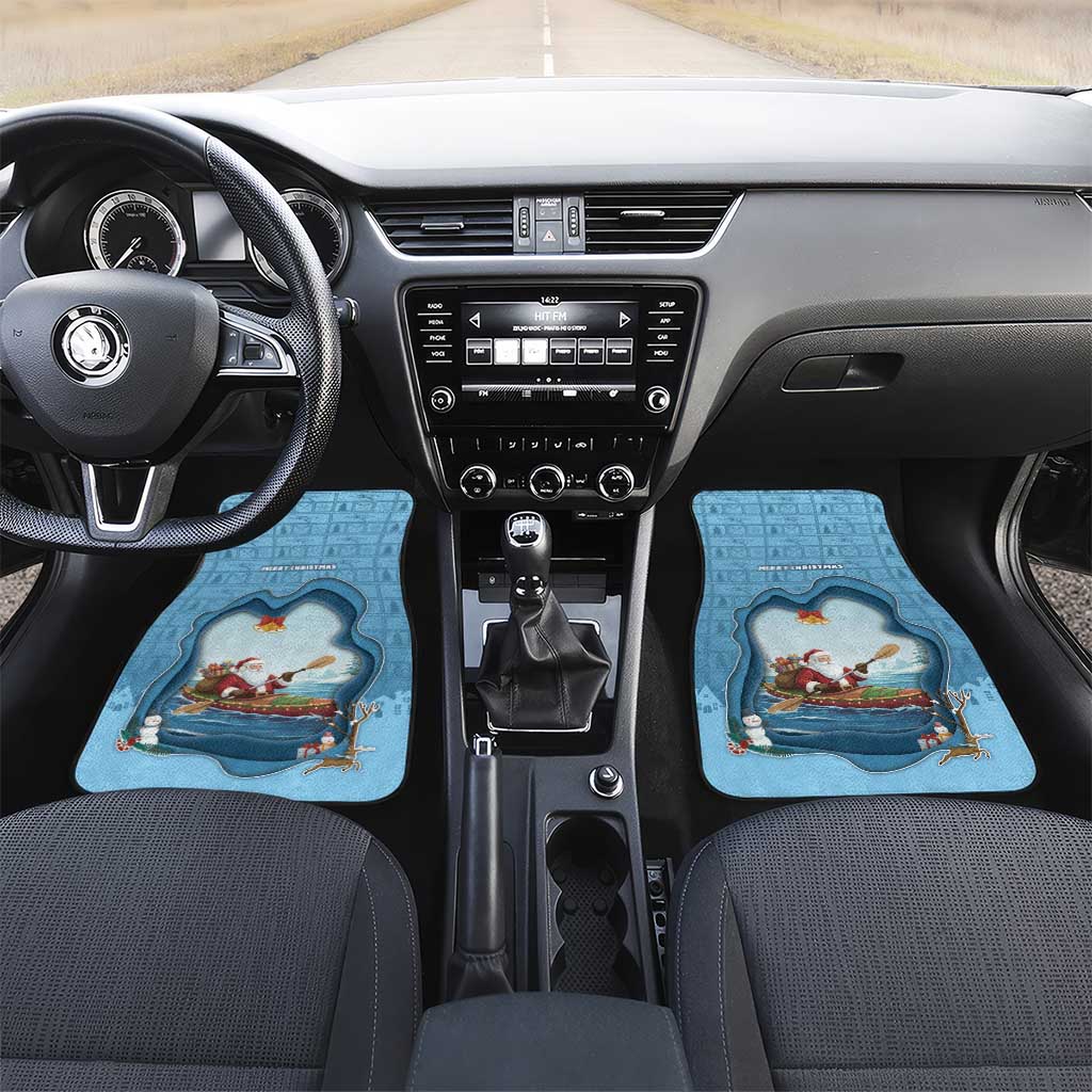 Santa Claus Is Kayaking To Town Car Mats Merry Christmas - Wonder Print Shop