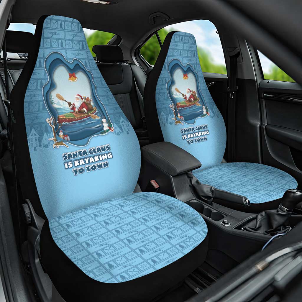 Santa Claus Is Kayaking To Town Car Seat Cover Merry Christmas - Wonder Print Shop