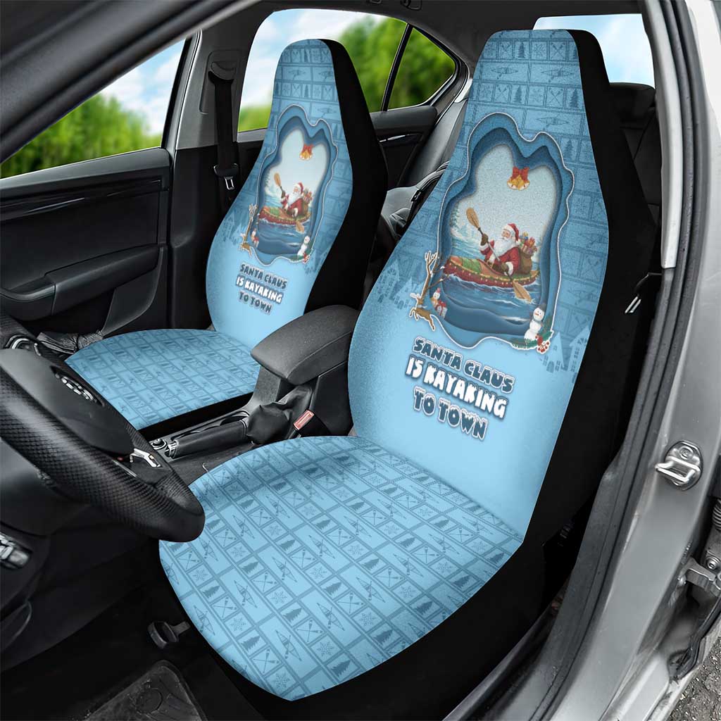 Santa Claus Is Kayaking To Town Car Seat Cover Merry Christmas - Wonder Print Shop