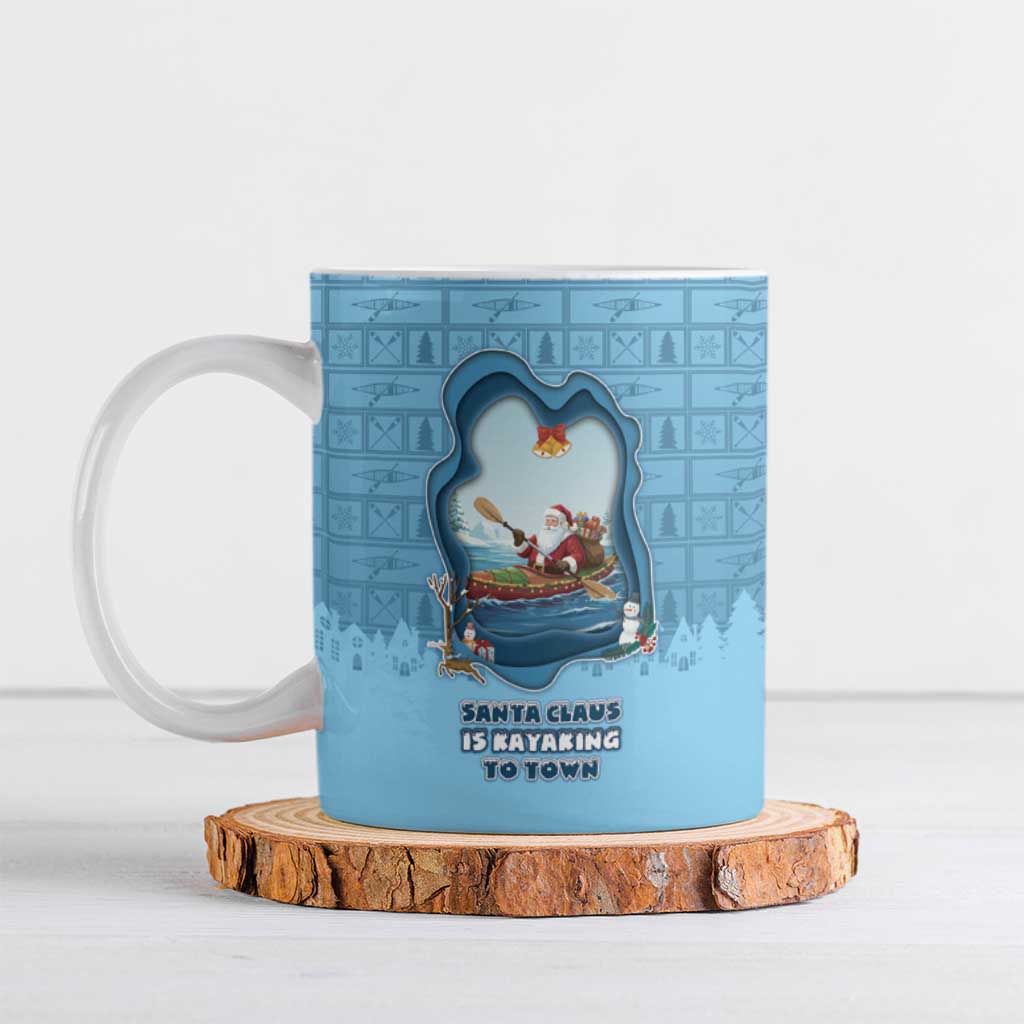 Santa Claus Is Kayaking To Town Ceramic Mug Merry Christmas - Wonder Print Shop