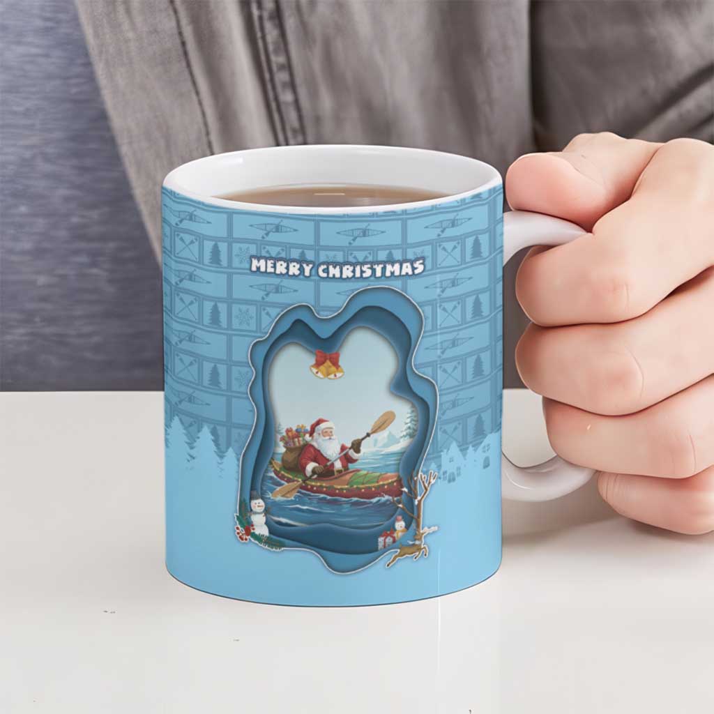 Santa Claus Is Kayaking To Town Ceramic Mug Merry Christmas - Wonder Print Shop