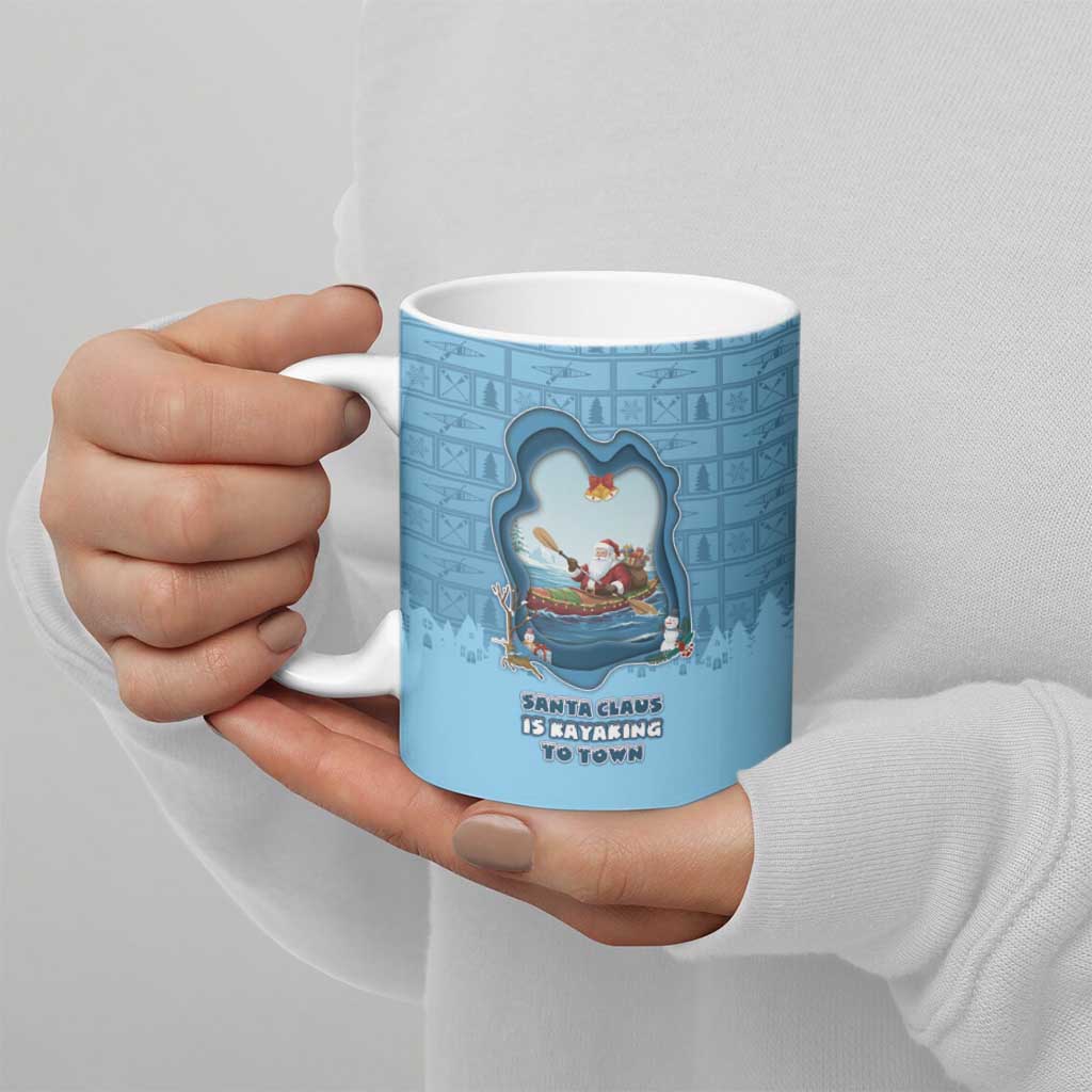 Santa Claus Is Kayaking To Town Ceramic Mug Merry Christmas - Wonder Print Shop